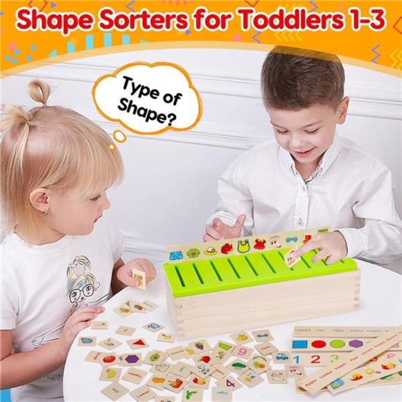 Wooden Montessori Toys for Toddlers 1+ 2 3 4 Year Old Color Shape Sorting Baby - Picture 3 of 6